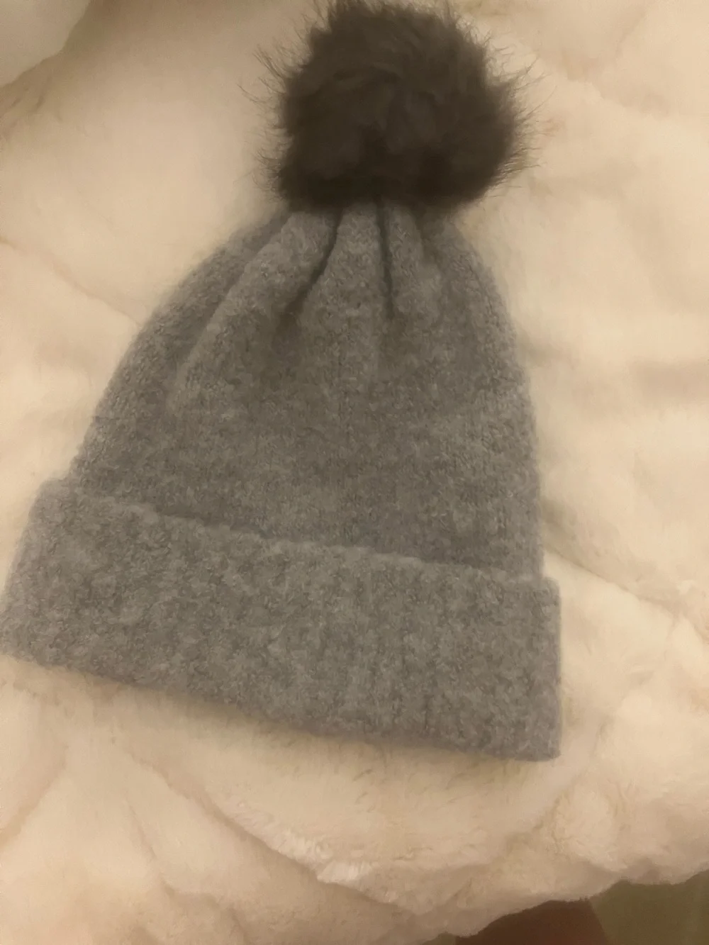 L.L. Bean Gray Knit Pom-Pom Beanie